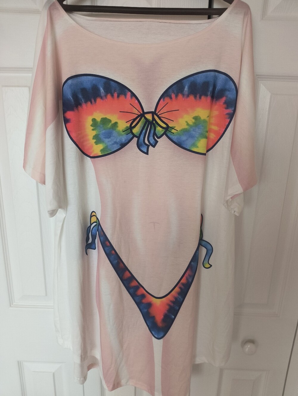 Pink Novelty Tie-Dye Bikini Print Women’s Top
